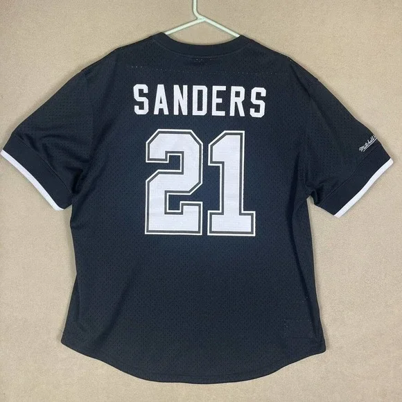 Mitchell &Ness Jersey Adult Extra‎ Large Black Throwbacks Sanders 21 NFL Mens